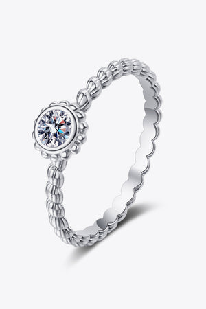 Moissanite Rhodium-Plated Ring-Teresa's Fashionista LLC