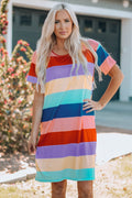 Women Color Block Side Slit Mini Dress-Teresa's Fashionista LLC