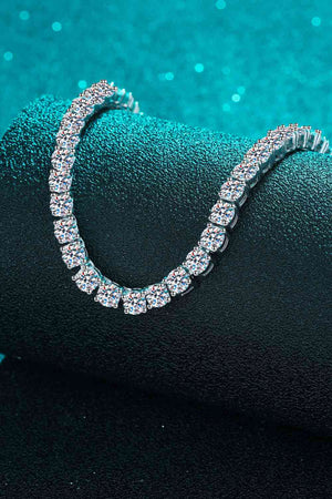 Moissanite Rhodium-Plated Necklace-Teresa's Fashionista LLC