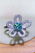 1 Carat Moissanite Flower Shape Open Ring-Teresa's Fashionista LLC