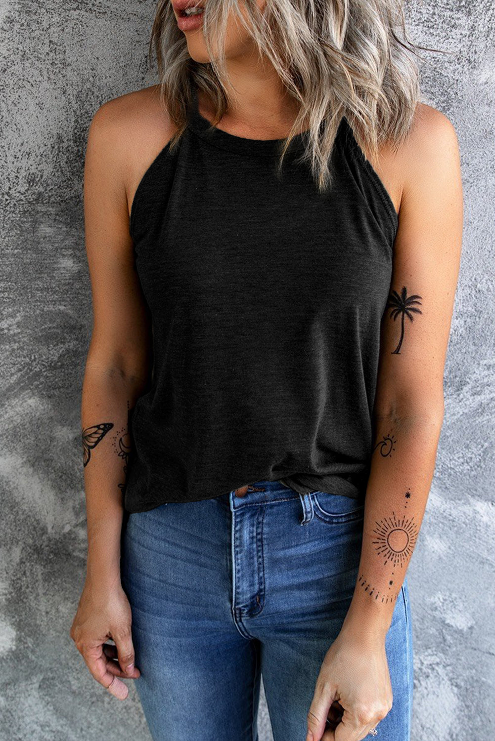 Curved Hem Grecian Tank Top-Teresa&#39;s Fashionista LLC