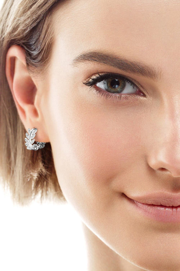 Moissanite Leaf 925 Sterling Silver Earrings-Teresa's Fashionista LLC