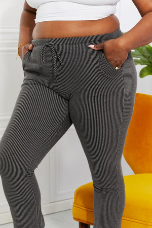 Blumin Apparel Full Size Easy Living Ribbed Joggers-Teresa's Fashionista LLC