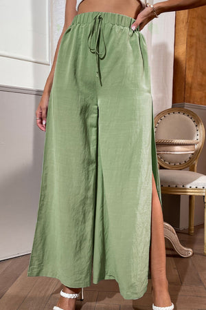 Side Slit Wide Leg Pants-Teresa's Fashionista LLC