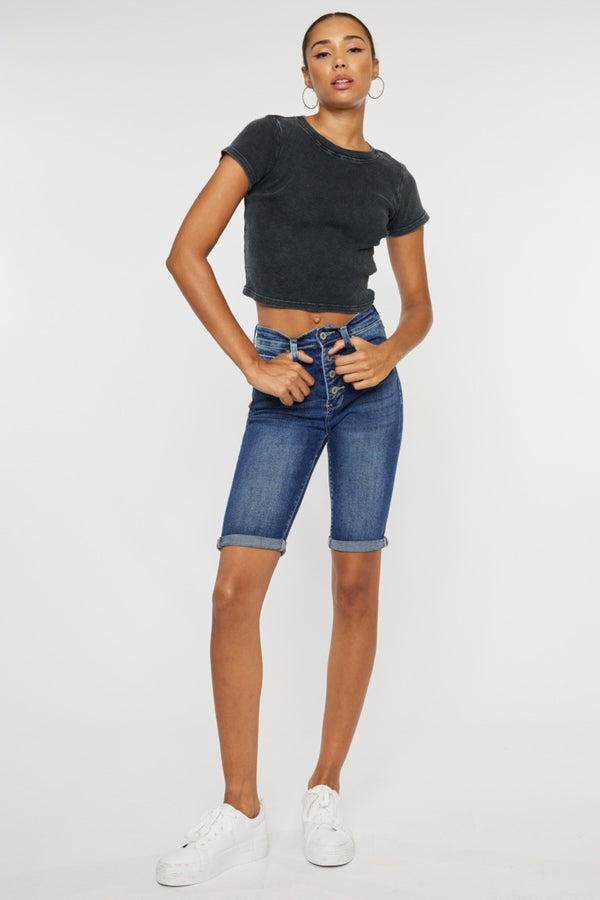 Kancan Full Size Cat's Whiskers Button Fly Denim Shorts-Teresa's Fashionista LLC