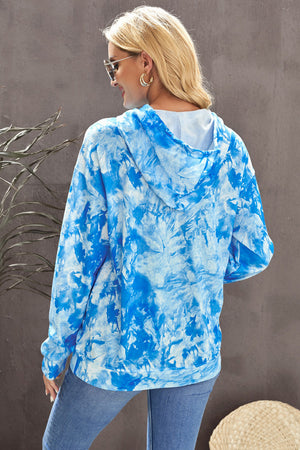 Tie-Dye Drawstring Hoodie with Pocket-Teresa's Fashionista LLC