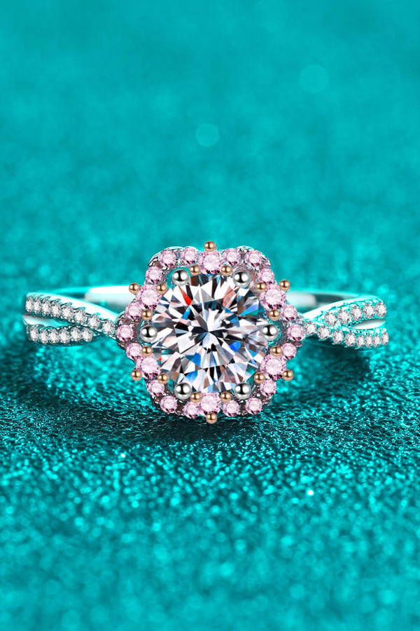 1 Carat Moissanite Flower-Shaped Crisscross Ring-Teresa's Fashionista LLC