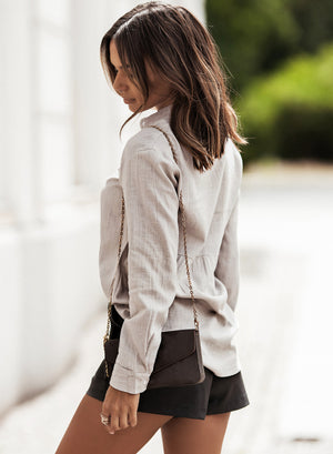 Textured Button Front Curved Hem Shirt-Teresa's Fashionista LLC