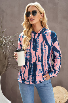 Tie-Dye Drawstring Hoodie with Pocket-Teresa's Fashionista LLC
