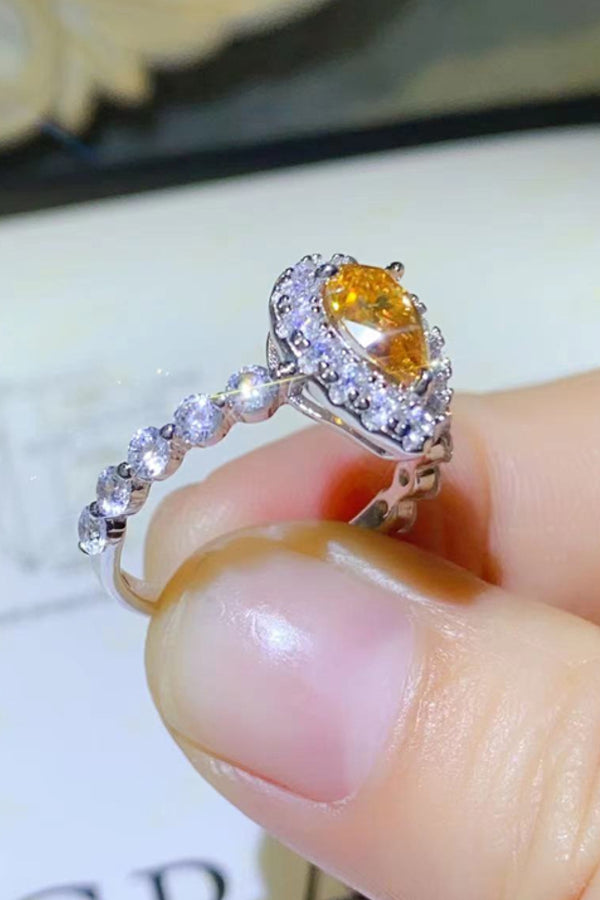 1 Carat Moissanite Contrast Teardrop Ring-Teresa's Fashionista LLC
