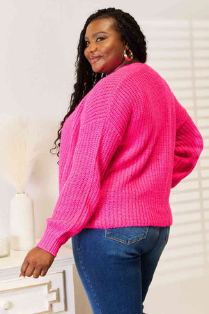 Woven Right Rib-Knit Open Front Drop Shoulder Cardigan-Teresa's Fashionista LLC