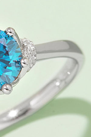 1 Carat Moissanite Contrast 925 Sterling Silver Ring-Teresa's Fashionista LLC