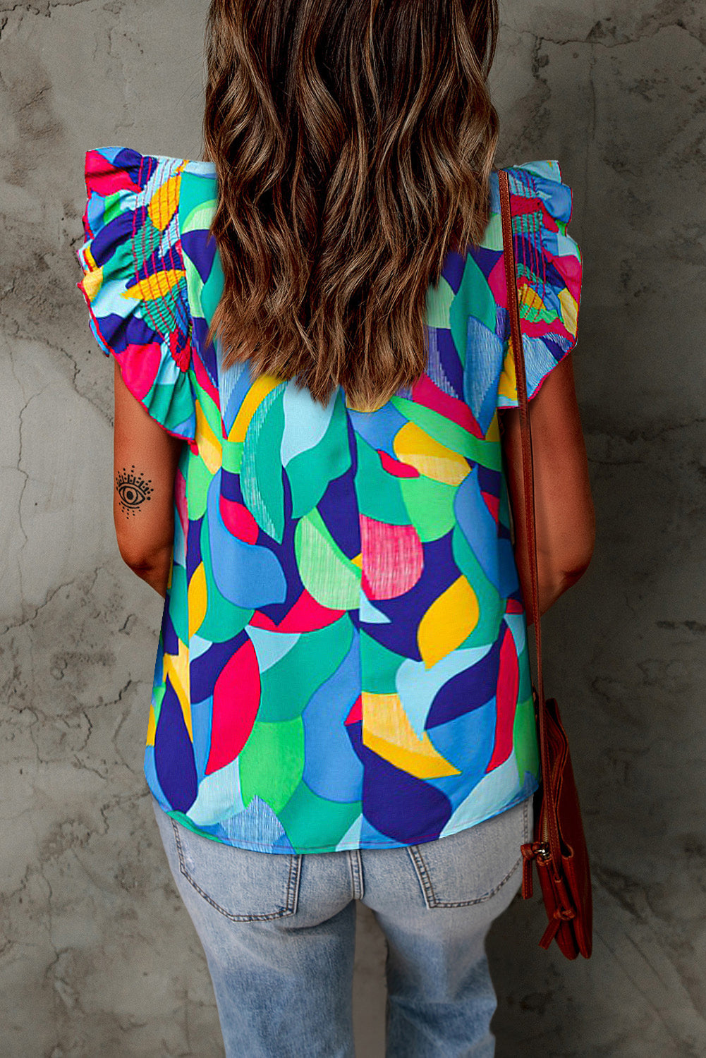 Printed Round Neck Butterfly Sleeve Top-Teresa&#39;s Fashionista LLC