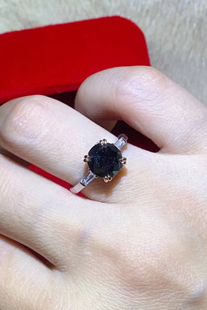 2 Carat Black Moissanite Platinum-Plated Ring-Teresa's Fashionista LLC