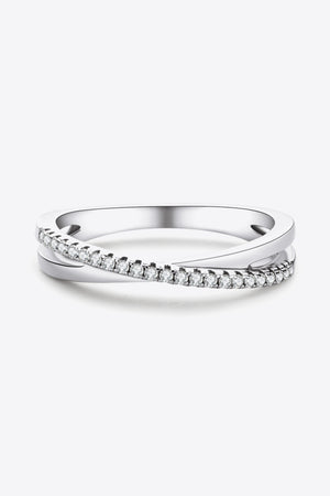 925 Sterling Silver Crisscross Moissanite Ring-Teresa's Fashionista LLC