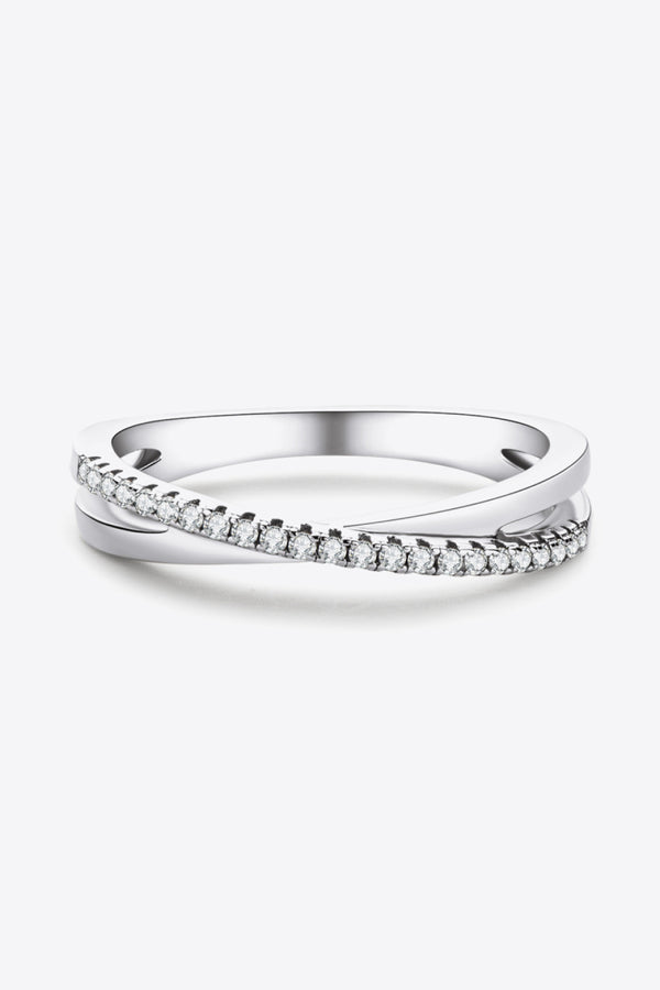 925 Sterling Silver Crisscross Moissanite Ring-Teresa's Fashionista LLC