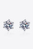 1 Carat Moissanite Rhodium-Plated Stud Earrings-Teresa's Fashionista LLC