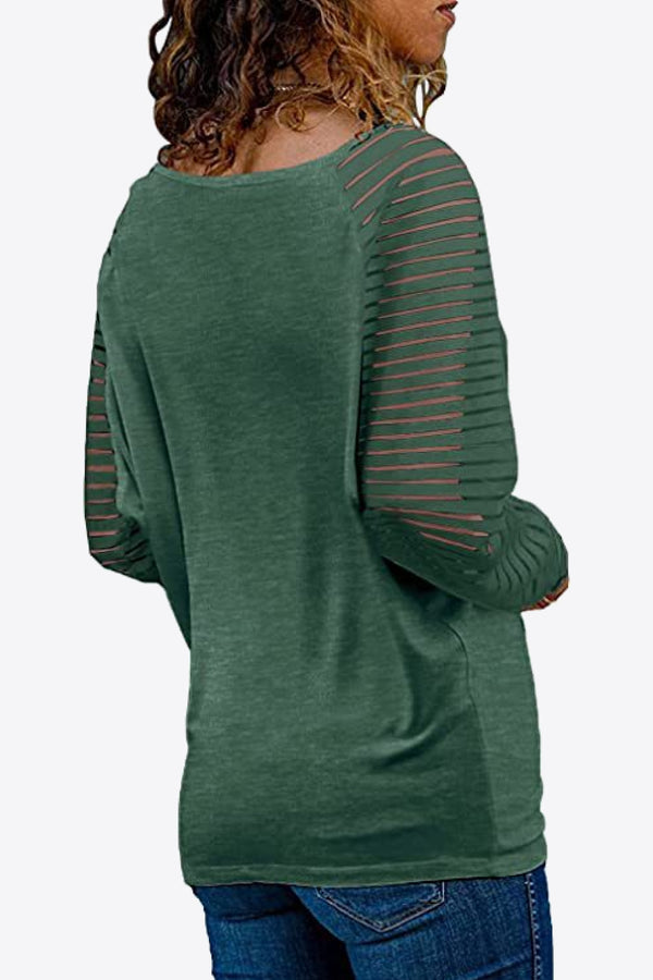 V-Neck Long Raglan Sleeve Top-Teresa's Fashionista LLC