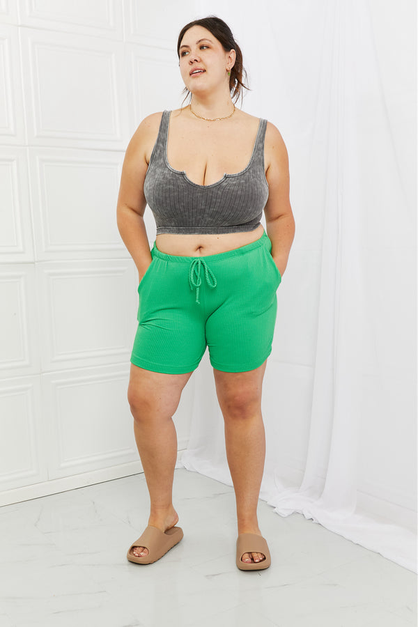 Blumin Apparel Too Good Full Size Ribbed Shorts in Green-Teresa's Fashionista LLC