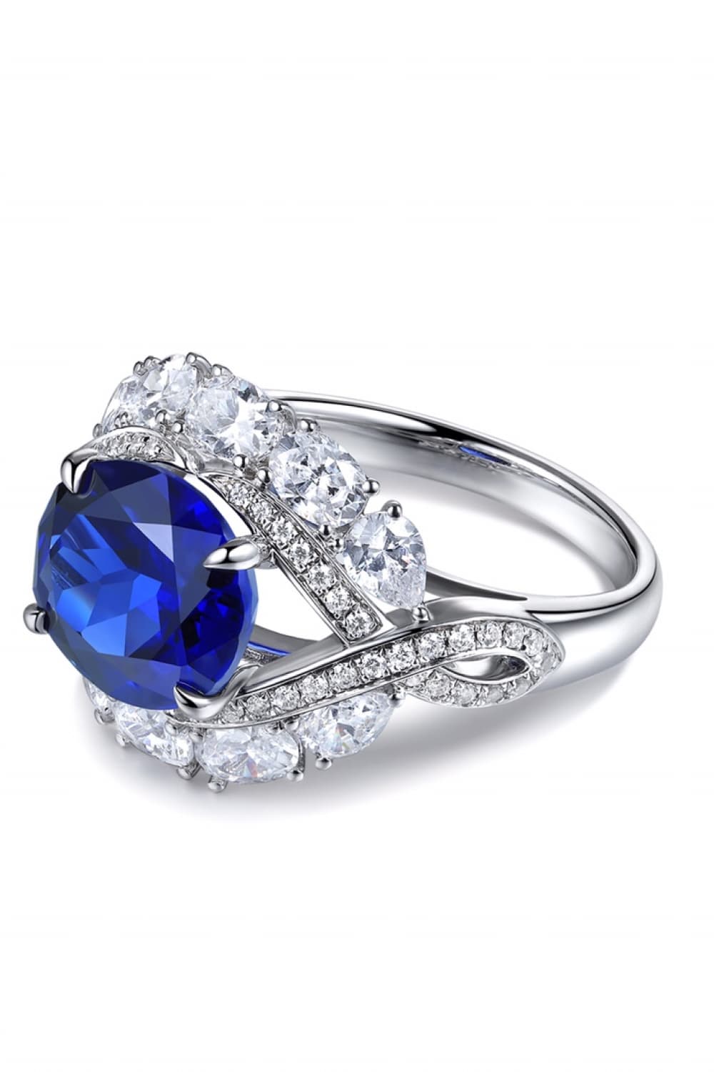5 Carat Lab-Grown Sapphire Platinum-Plated Ring-Teresa's Fashionista LLC