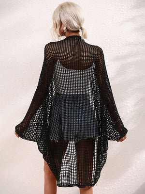 Openwork Open Front Longline Cover Up-Teresa's Fashionista LLC