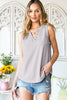 Curved Hem Notched Neck Pocket Tank-Teresa's Fashionista LLC