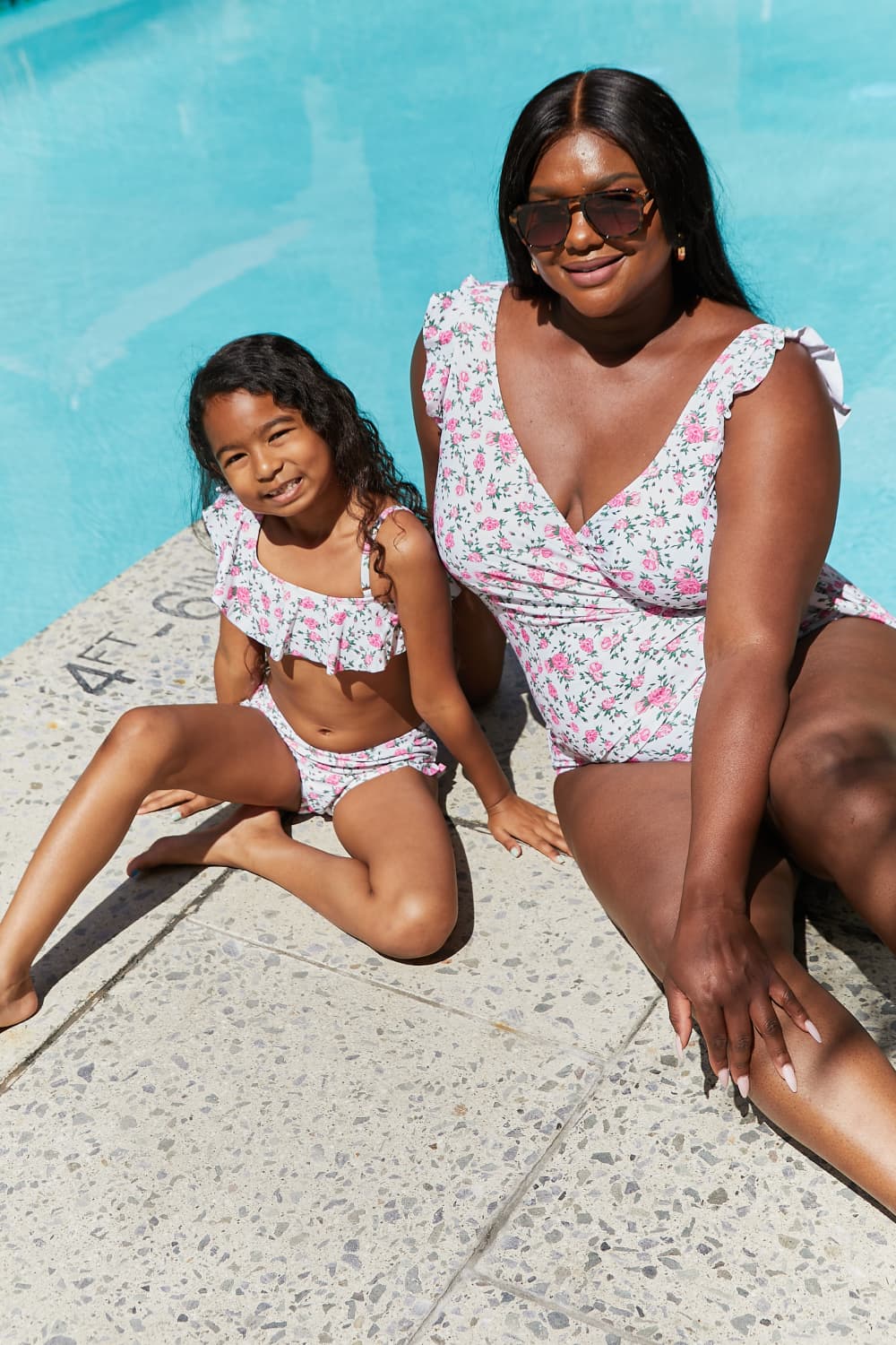 Marina West Swim Full Size Float On Ruffle Faux Wrap One-Piece in Roses Off-White-Teresa's Fashionista LLC