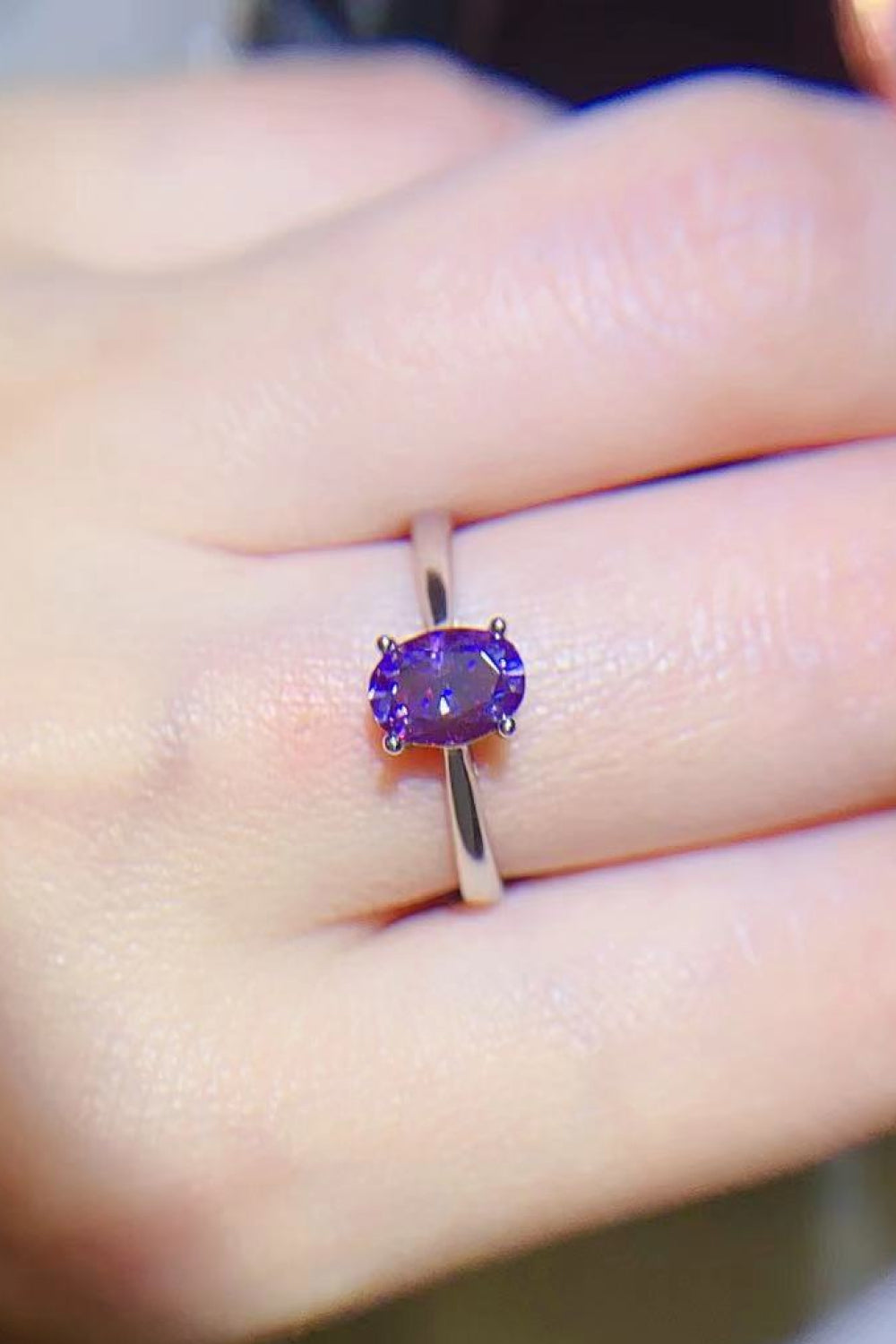 1 Carat Moissanite 4-Prong Solitaire Ring-Teresa's Fashionista LLC