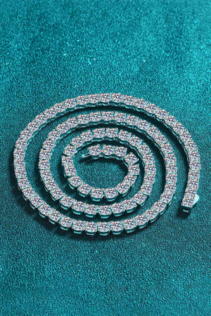 Moissanite Rhodium-Plated Necklace-Teresa's Fashionista LLC