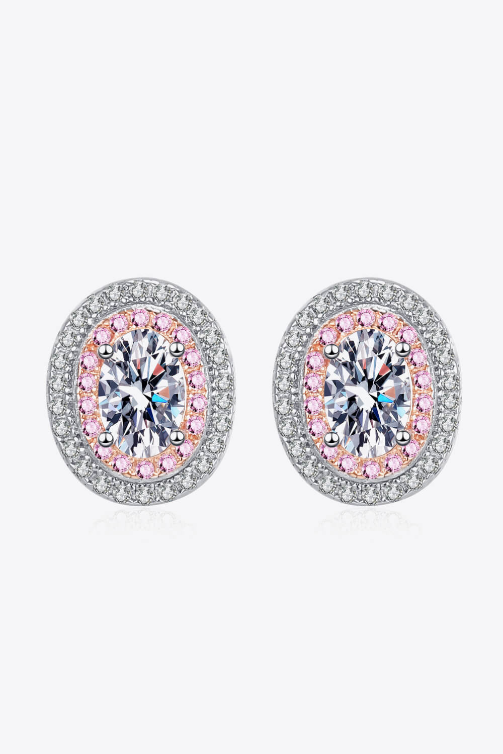 Platinum-Plated Moissanite Stud Earrings-Teresa's Fashionista LLC