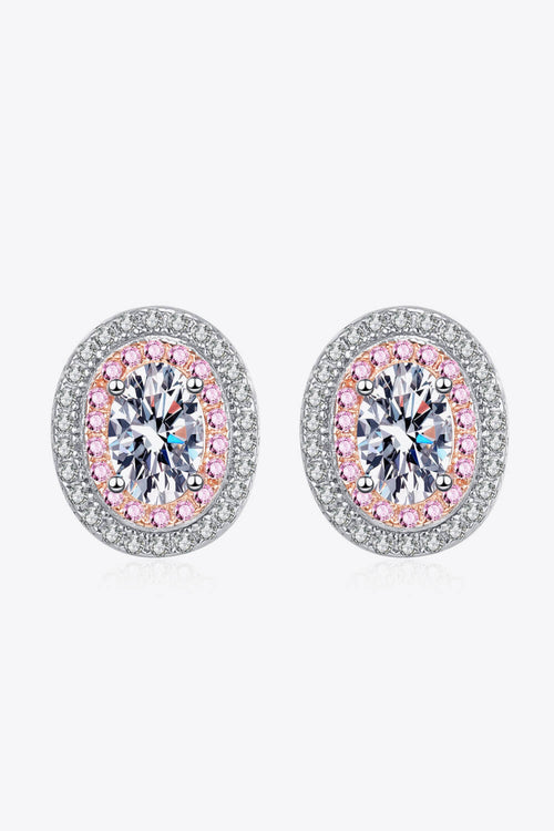 Platinum-Plated Moissanite Stud Earrings-Teresa's Fashionista LLC