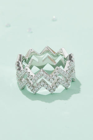 Moissanite Zigzag Stacking Rings-Teresa's Fashionista LLC