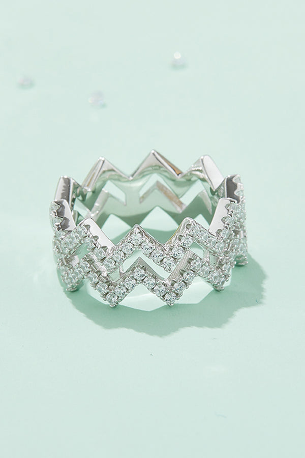 Moissanite Zigzag Stacking Rings-Teresa's Fashionista LLC