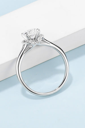 1 Carat Moissanite 925 Sterling Silver Split Shank Ring-Teresa's Fashionista LLC