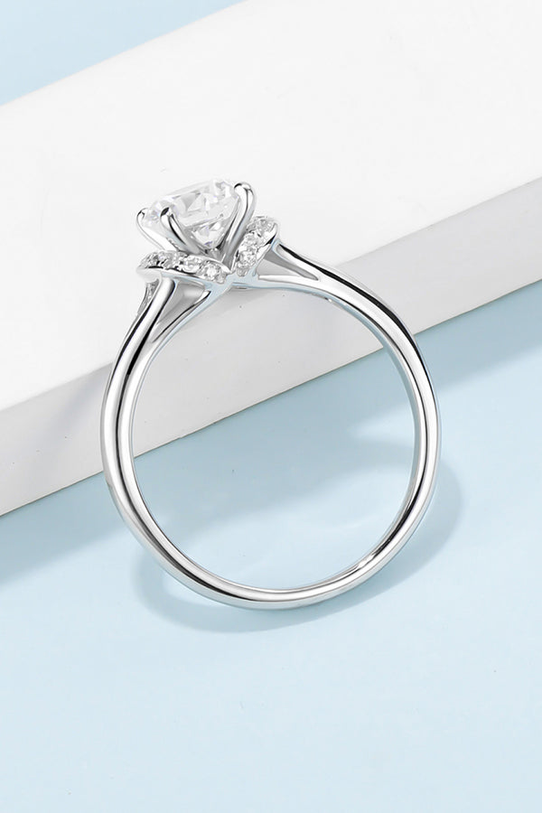 1 Carat Moissanite 925 Sterling Silver Split Shank Ring-Teresa's Fashionista LLC