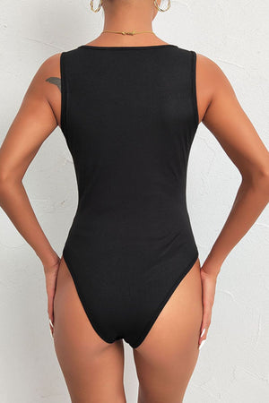 Spliced Lace Deep V Sleeveless Bodysuit-Teresa's Fashionista LLC