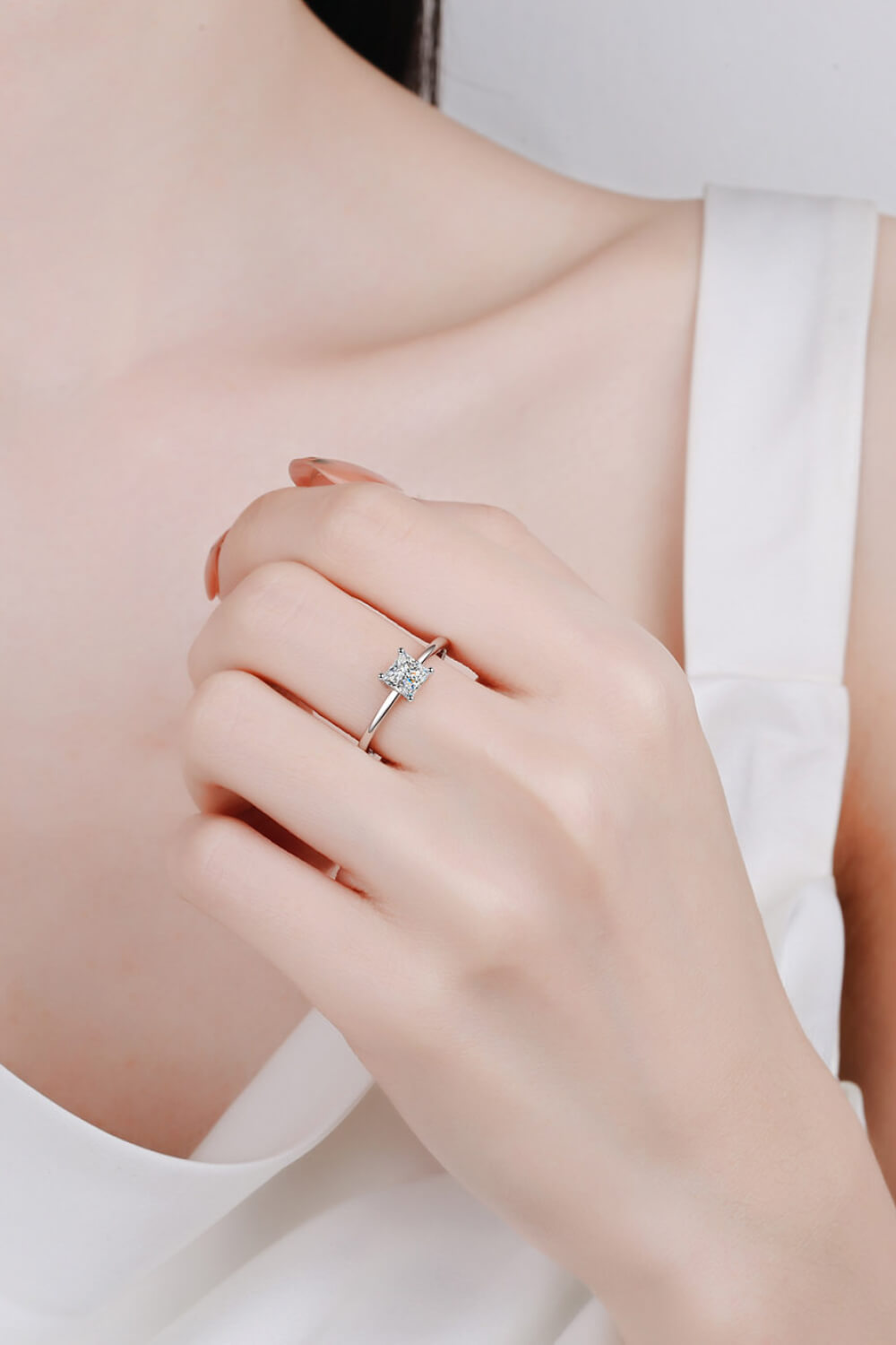 925 Sterling Silver Moissanite Solitaire Ring-Teresa's Fashionista LLC
